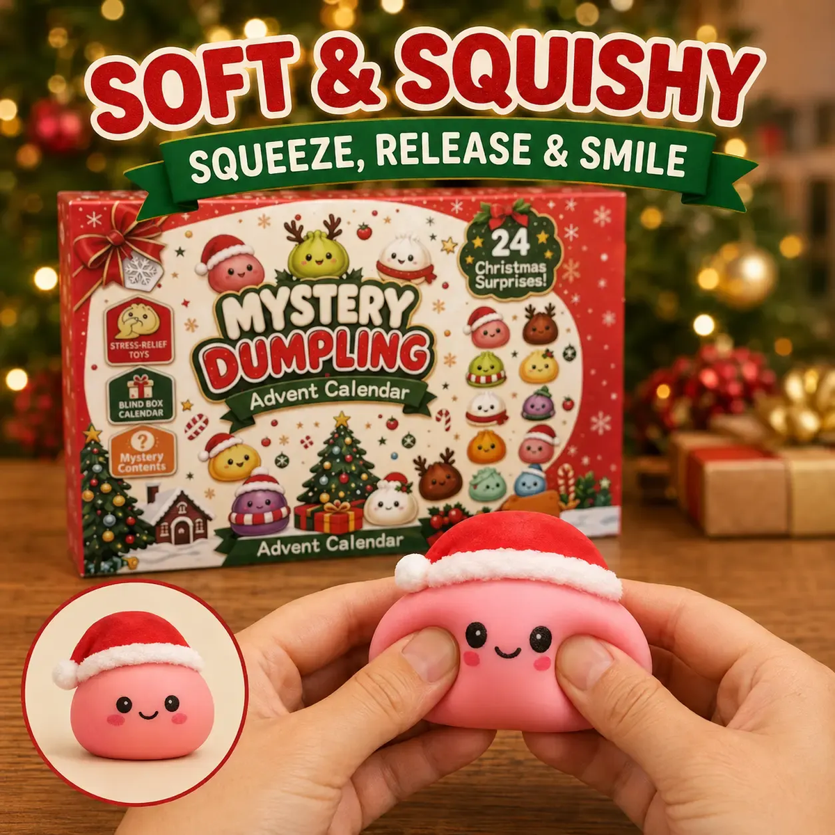 🎄🎄🎄CHRISTMAS 24 DAYS DUMPLING SQUISHY ADVENT CALENDAR, KIDS CHRISTMAS GIFT