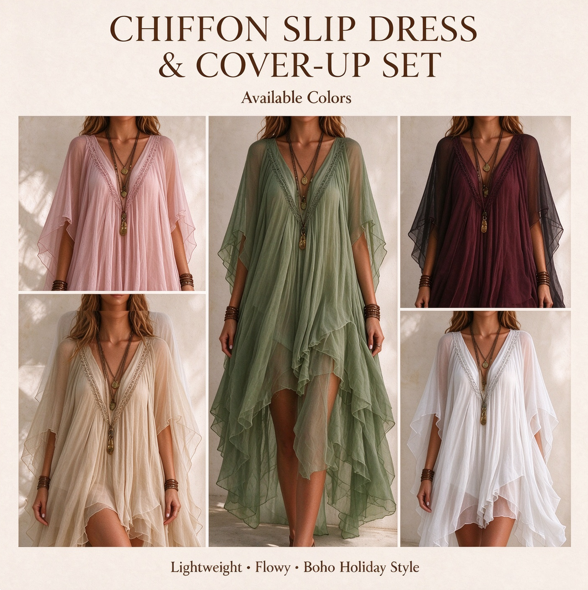 Chiffon Slip Dress and Cover-Up Set