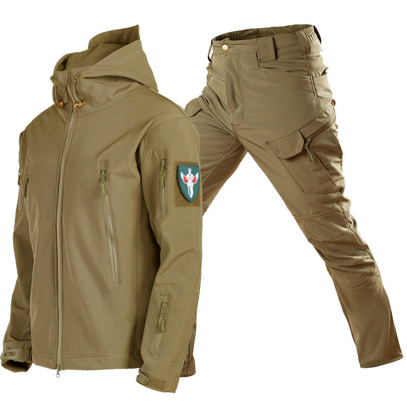 MEN'S FLEECE LINED TACTICAL SOFTSHELL JACKET & WATERPROOF PANTS SET