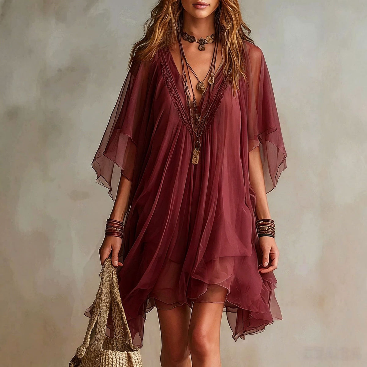 Chiffon Slip Dress and Cover-Up Set