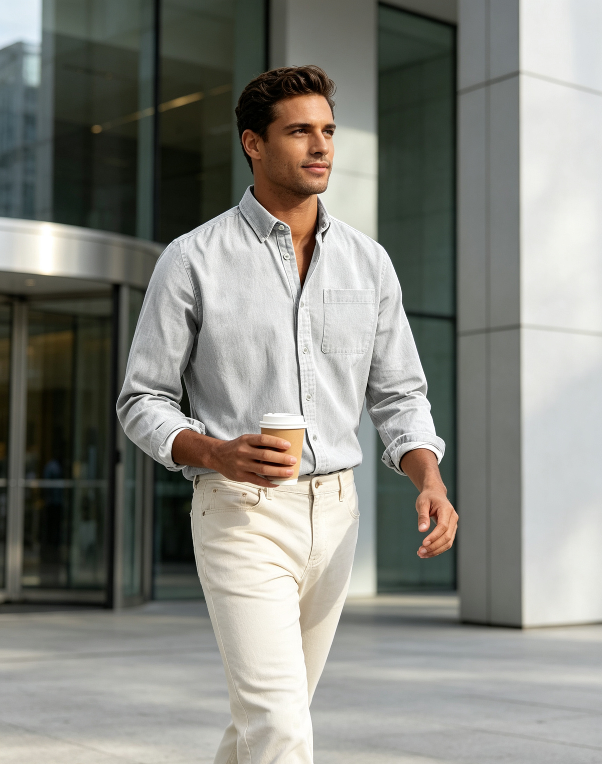 Men's Vintage Long Sleeve Button-Down Shirt