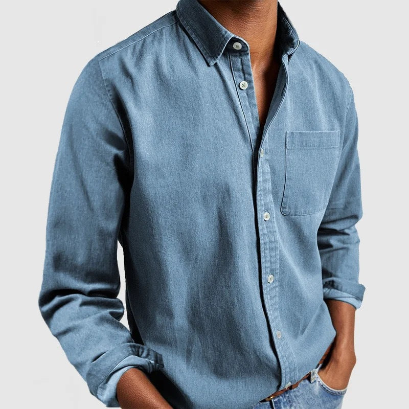 Men's Vintage Long Sleeve Button-Down Shirt