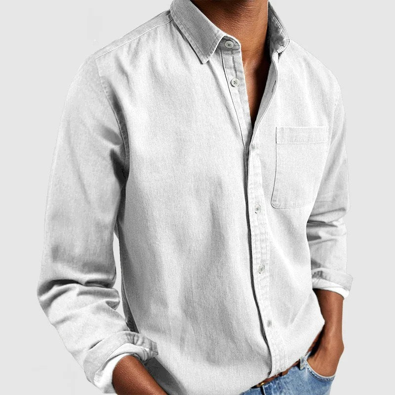 Men's Vintage Long Sleeve Button-Down Shirt