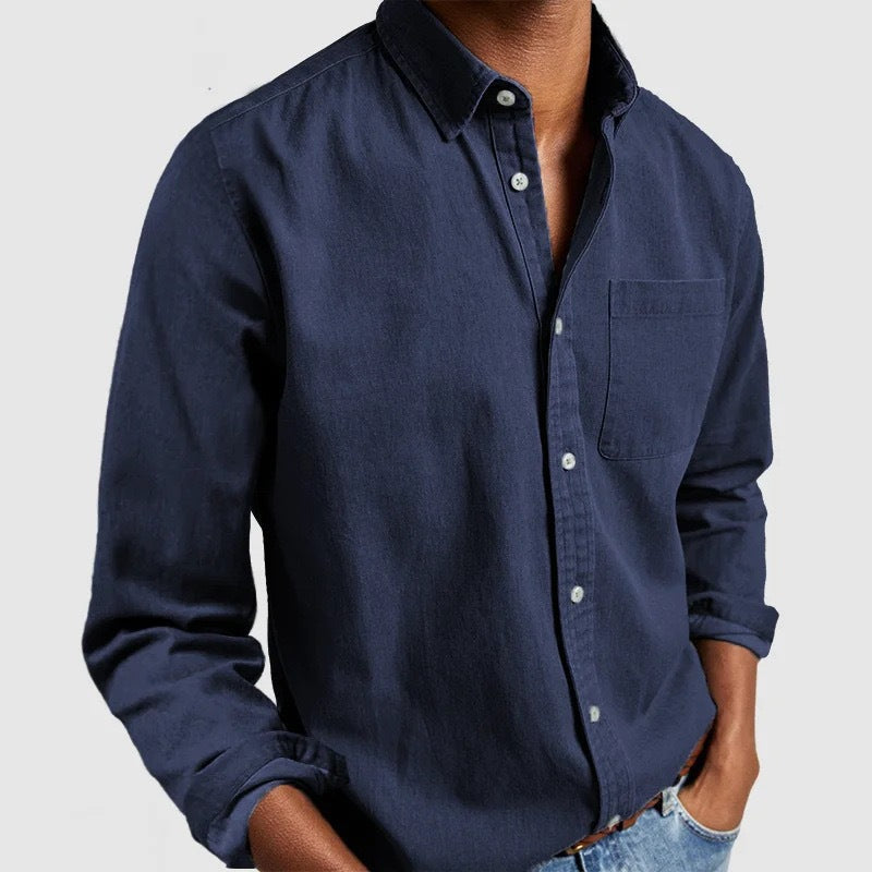 Men's Vintage Long Sleeve Button-Down Shirt