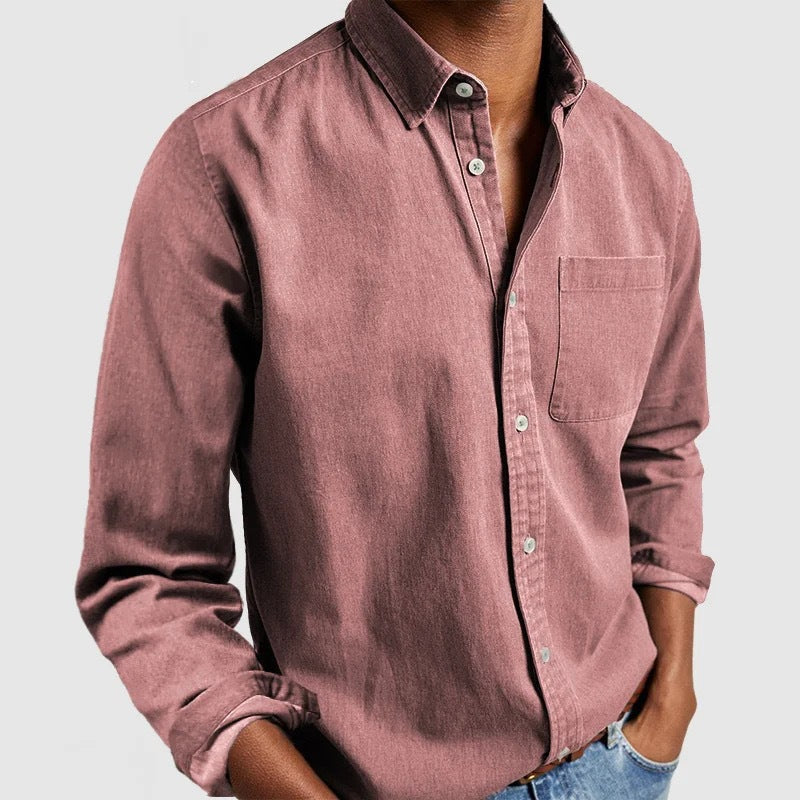 Men's Vintage Long Sleeve Button-Down Shirt