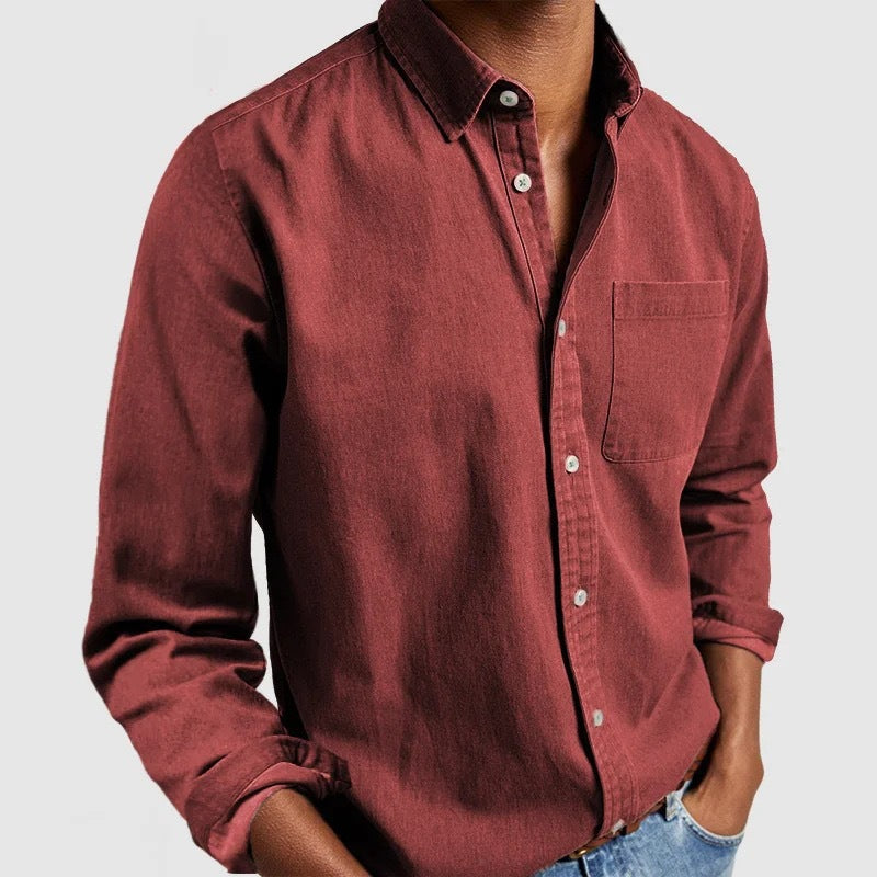 Men's Vintage Long Sleeve Button-Down Shirt