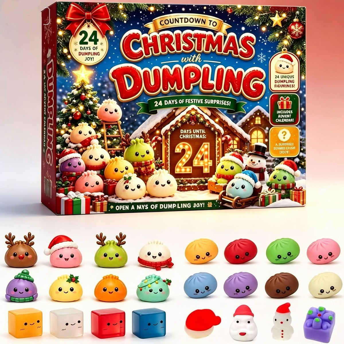 🎄🎄🎄CHRISTMAS 24 DAYS DUMPLING SQUISHY ADVENT CALENDAR, KIDS CHRISTMAS GIFT