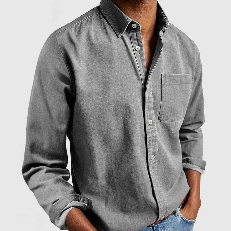 Men's Vintage Long Sleeve Button-Down Shirt